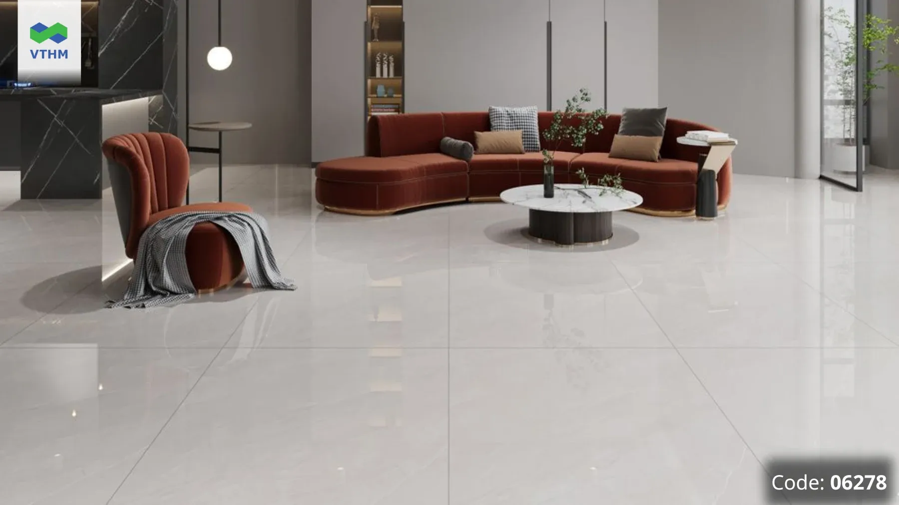 Gạch Diamond 1000x1000mm Nổi Bật Với Thiết Kế, Vân Đá Cẩm Thạch Và Kích Thước Vuông Lớn Giúp Không Gian Thêm Liền Mạch, Rộng Thoáng