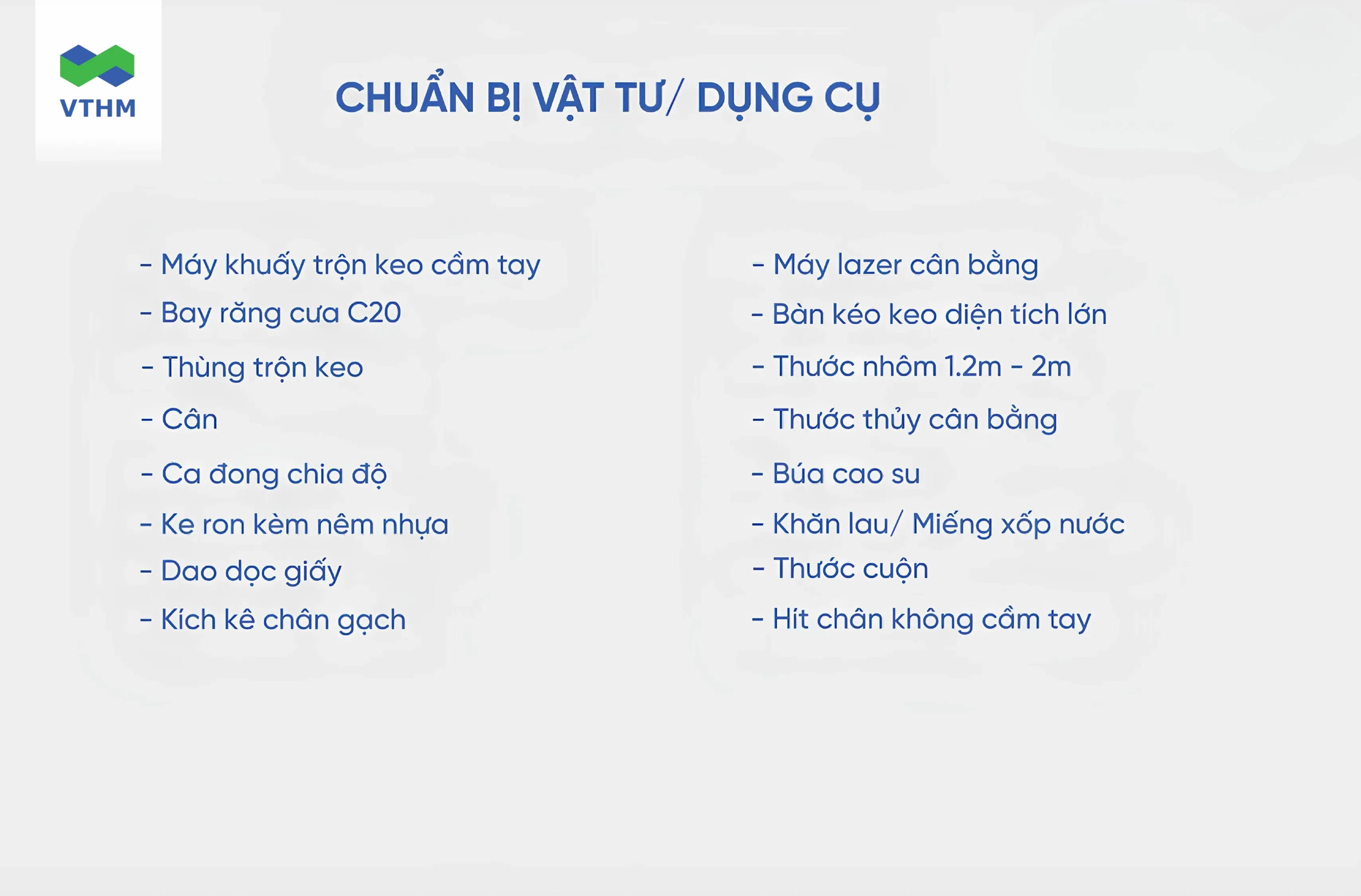 Dụng Cụ Cần Chuẩn Bị Trước Khi Thi Công Lát Gạch