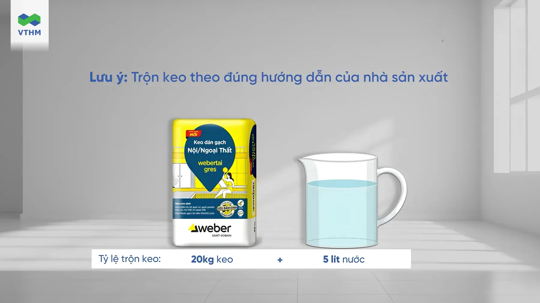 Pha Trộn Keo Dán Gạch Theo Đúng Hướng Dẫn Của Nhà Sản Xuất