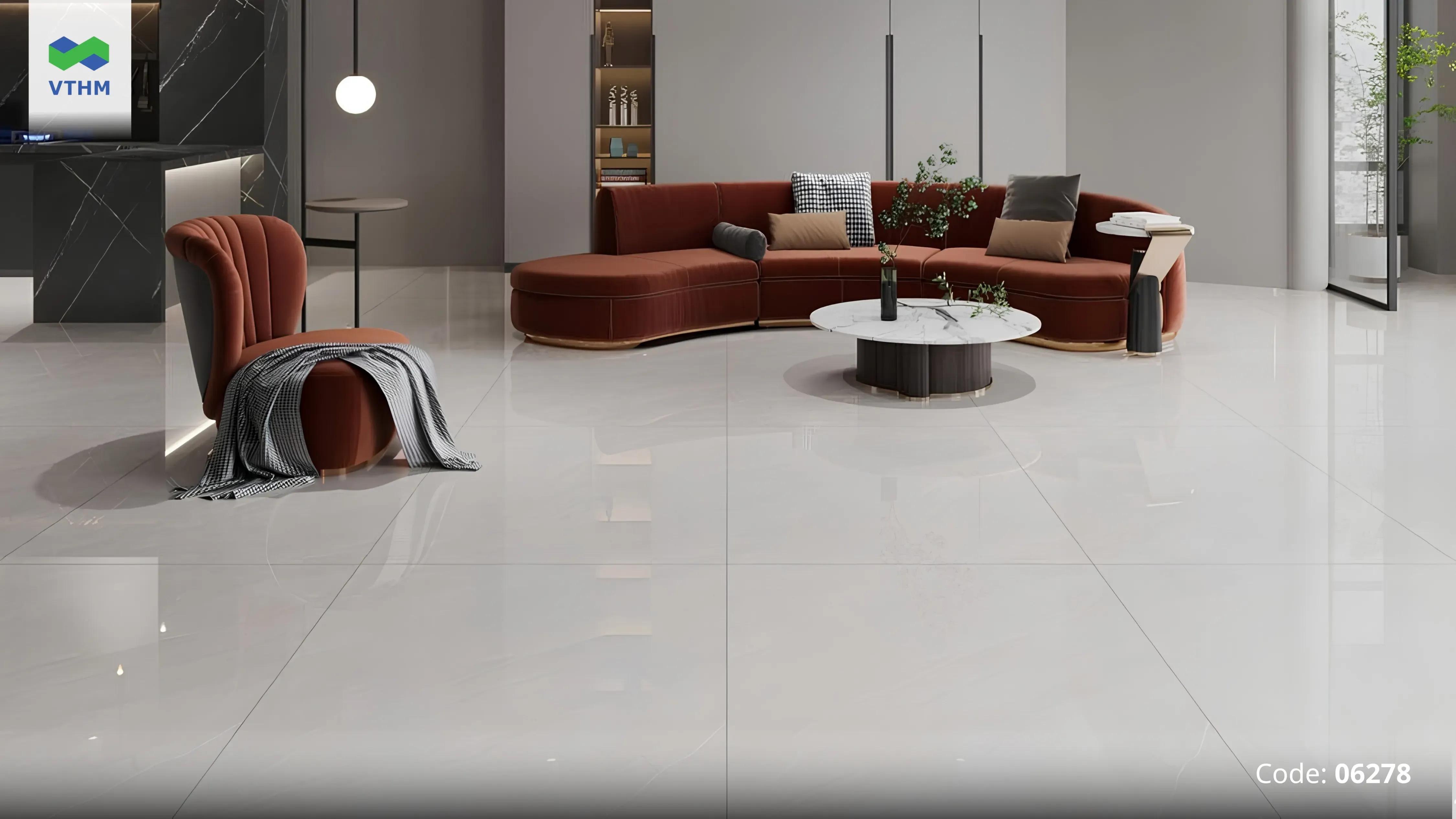 Gạch Diamond 1000x1000mm Nổi Bật Với Thiết Kế, Vân Đá Cẩm Thạch Và Kích Thước Vuông Lớn Giúp Không Gian Thêm Liền Mạch, Rộng Thoáng