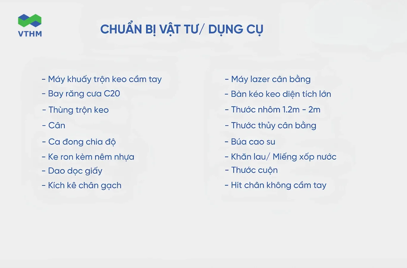 Dụng Cụ Cần Chuẩn Bị Trước Khi Thi Công Lát Gạch